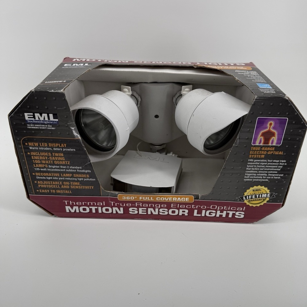 EML Technologies E200MQW-C Motion Sensor Security Flood Lights White